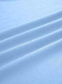 SHEIN Clasi 女式V领腰线褶皱短袖连衣裙酒红色长款女装 - 淺藍色 - 查看 4