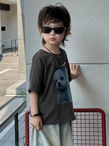 DAZY 幼儿男童圆领针织短袖T恤，夏季 - 灰色 - 查看 2