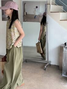 Dazy Kids 2 件套 Tween Girls 碎花无袖背心和长裤套装，秋季