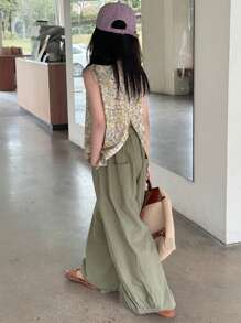 Dazy Kids 2 件套 Tween Girls 碎花无袖背心和长裤套装，秋季