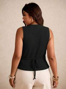 Elaquor 大码女式金属贝壳装饰V领时尚上衣，商务休闲女装，外出上衣，复古富贵风格女装