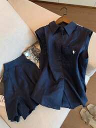 Airaco เซ็ต 2 ชิ้น เสื้อเชิ้ตและกางเกงขาสั้นแบบเรียบง่ายสำหรับผู้หญิงในฤดูร้อน