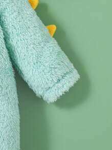 SHEIN 新生婴儿可爱怪兽角毛绒服装，柔软温暖的蓬松材质，适合 0-9 个月婴儿，日常穿着、派对、生日、拍照