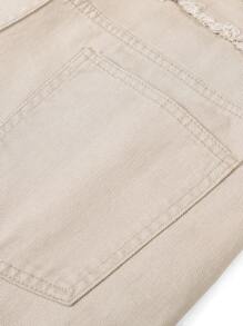 Manfinity LEGND Men's Casual Solid Color Ripped Denim Shorts For Summer