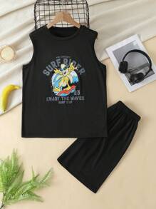 Funny Cartoon Cute & Mischievous Sleepwear For Teenagers & Young Men - Black - View 1