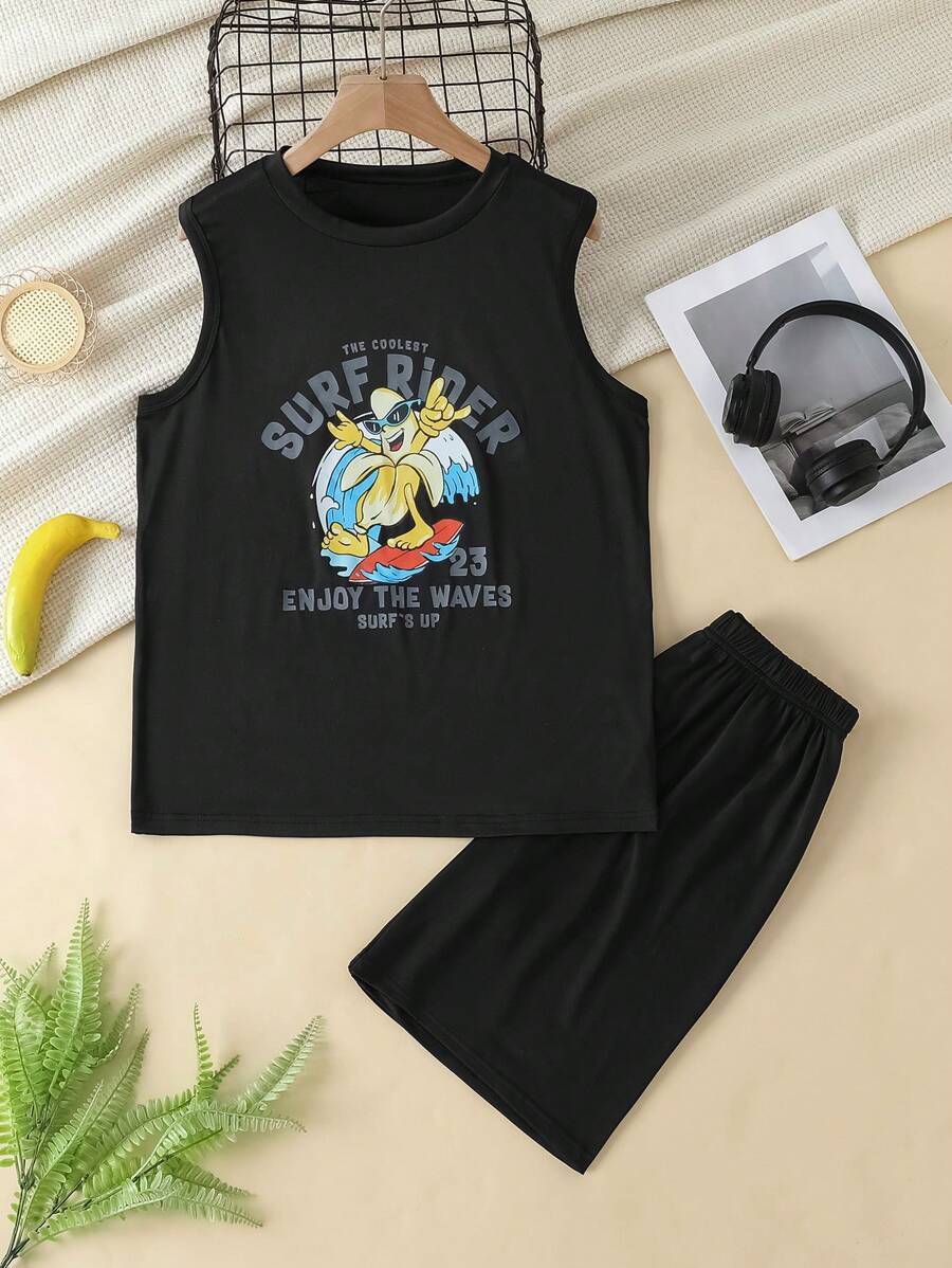 Funny Cartoon Cute & Mischievous Sleepwear For Teenagers & Young Men - Black - View 1