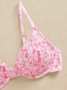 Swim Mod Women's Floral Print Beachwear Swimsuit Set For Summer Beach Vacation - Baby Pink - View 4