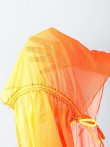 Swim Vcay Ombre Side Drawstring Beach Sarong Skirt For Summer Beach Vacation - Multicolor - View 5