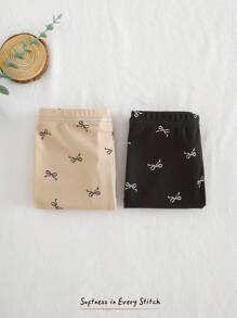 Cozy Pixies 2pcs/Set Baby Girl Bow Knitted Elastic Waist Shorts Set - Multicolor - View 4