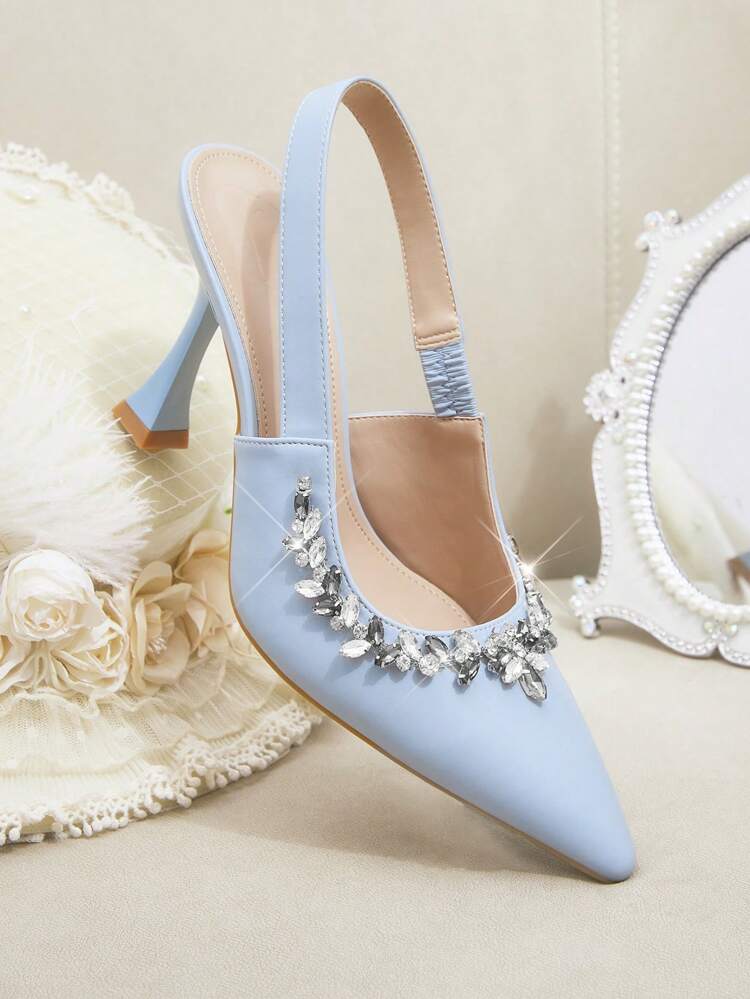CUCCOO HITCHD Fashionable Elegant Women Silver Sparkly Rhinestone Pointed Toe High Heel Shoes, Suitable For Weddings, Bridesmaids, Parties, Banquets, Dates, Holidays, Christmas, New Year, Valentine's Day Elegant Shoes Wedding Shoes Summer Shoes Bride Shoes