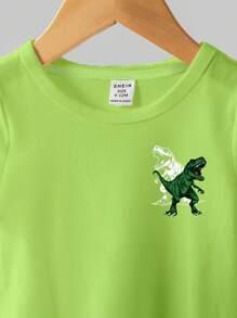 Leap Crew Conjunto de camiseta de manga corta con cuello redondo y estampado de dinosaurios y pantalones cortos con estampado gráfico de nombre de ciudad, estilo casual y elegante para bebé niño, apropiado para primavera/verano - Multicolor - Ver 4
