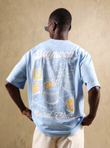 SUMWON Summer Social Club Graphic Print T Shirt Retro Beverage Design Regular Fit Short Sleeve Casual Streetwear Urban Style