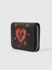 ROMWE Fairycore 1pc Red Heart & Flower Design Women Zipper Coin Purse, Minimalist Style - Multicolor - View 3