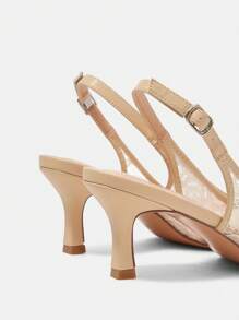 CUCCOO HITCHD Giày nữ mùa hè mới thêu ren gót nhọn thanh lịch lãng mạn lưới ren màu mơ Giày cao gót nữ Giày cao gót hở mũi Giày cô dâu Hẹn hò Trang phục thanh lịch Mùa cưới Bữa tối - Màu be - Xem 11