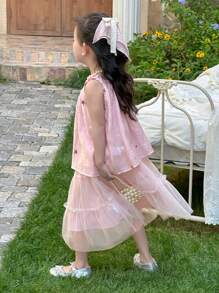 Dazy Kids Young Girl Autumn Clothes Top Set Vacation - Pink - View 2
