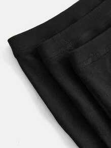 SHEIN Girlism 3 pezzi Leggings aderenti corti casual in maglia nera per ragazze adolescenti, adatti per tutte le stagioni, leggings aderenti per equitazione e sport, leggings versatili di media lunghezza, confezione da 3 leggings a pantaloncino in tinta unita