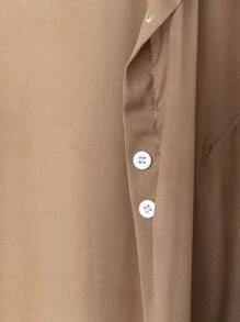 SHEIN LUNE Quần dài thường ngày thanh lịch bán trong suốt cỡ lớn, có dây đeo, màu trơn, bộ đồ đi biển 3 món - màu nâu - Xem 3