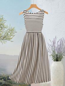 Rusticease Women's Casual Sleeveless Striped Dress, Summer - Multicolor - View 7