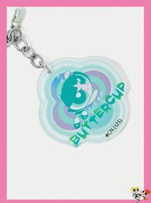 THE POWERPUFF GIRLS X SHEIN 1 件可爱渐变绿色心形 CCB 串珠卡通毛茛图案配饰、挂绳、钥匙扣、包包挂饰、手机挂绳 - 送给朋友和家人的礼物