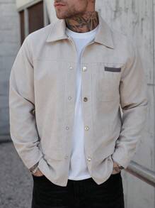 Manfinity CasualCool Chaqueta casual de un solo pecho con bolsillo y bloques de color para hombre en otoño