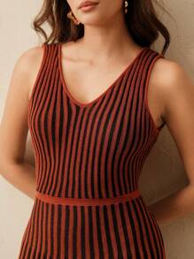 Anewsta Robe pull tricoté pour femme, style élégant de vacances sur la Côte d'Azur française - Tabac - Voir 7