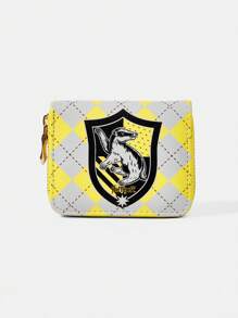 HARRY POTTER X SHEIN 1pc Women Rhombus Plaid Zipper Short Wallet, Simple Design Coin Purse - Multicolor - View 1