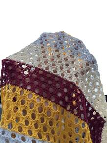 BamGleam Women Crew Neck Cap Sleeve Hollow Out Cropped Knit Sweater - White - View 7