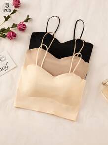 3pcs/Set Seamless Padded Bras With Wireless Bra - Multicolor - View 3