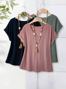 EMERY ROSE 大码女式母亲节时尚袖白色上衣母亲节 - 中紫紅色 - 查看 6