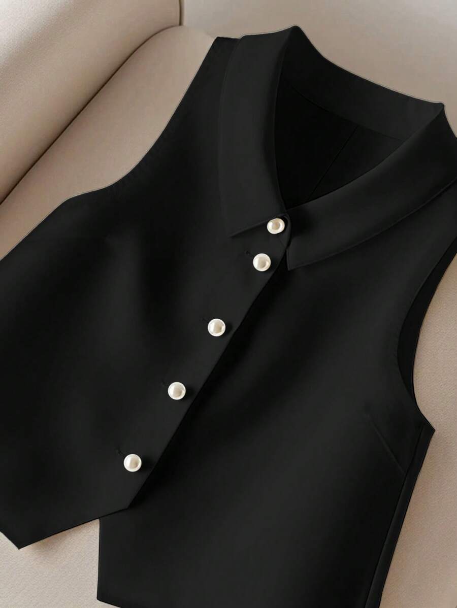 INAWLY Solva Women's Casual Solid Color Sleeveless Shirt, Versatile For Summer