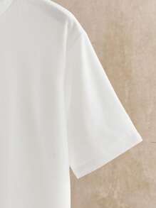 HIMLAND Men Casual Solid Drop Shoulder Tee For Summer - White - View 4