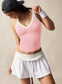 VARSIVA 撞色修身运动露背上衣 - 彩色 - 查看 7