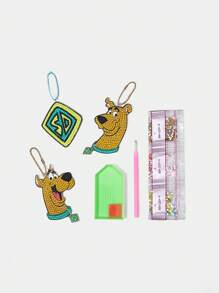 SCOOBY-DOO X SHEIN Happy & Cute Cartoon Pattern Crystal Painting Pendant Charm - Green - View 3