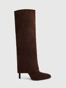 CUCCOO SZL Cuccoo 尖头高筒细跟过膝长靴，性感女士骑士靴 - 咖啡棕 - 查看 5
