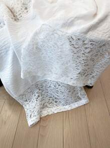 GlowEve CURVE 大码女式蕾丝拼接宽松休闲沙滩裤，舒适外出春夏 - 白色 - 查看 4