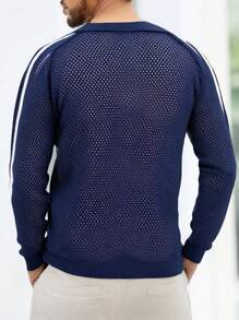 Manfinity Campus Court Aesthetic Post--Plus Size Men's Simple Casual Cardigan, Everyday Fashion - Blue - View 2