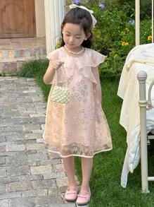 DAZY Young Girls Fall Dress - Dusty Pink - View 7