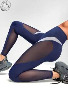 Innovista Mallas deportivas suaves como la mantequilla, de cintura alta con bloques de color, ropa deportiva diaria para yoga, entrenamiento HIIT, de la oficina al gimnasio, con gran elasticidad, pantalones activewear con bolsillo, pantalones cómodos y funcionales, nuevo estilo otoñal para mujer con aspecto utilitario y elegante - Azul - Ver 2