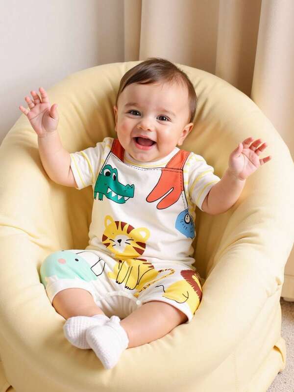 SHEIN Toddler Boy: Cute Koala Baby, Comfortable And Soft One-Piece Pants, Suitable For Daily Outings And Festival Gifts