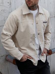Manfinity CasualCool Chaqueta casual de un solo pecho con bolsillo y bloques de color para hombre en otoño