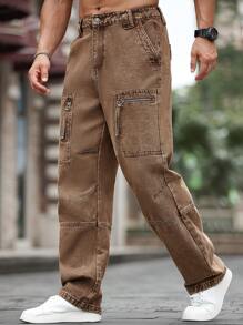 Manfinity Homme 男士纯色口袋休闲百搭街头风格牛仔裤