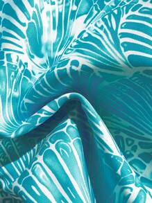 Swim Mod 两件套夏季海滩度假细肩带随机印花高开叉比基尼泳装 - 彩色 - 查看 4