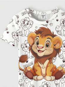 Baby Boy Casual Slim Fit Crewneck Comfortable Short Sleeve Pants Pajama Set, Suitable For Spring & Summer - Multicolor - View 4