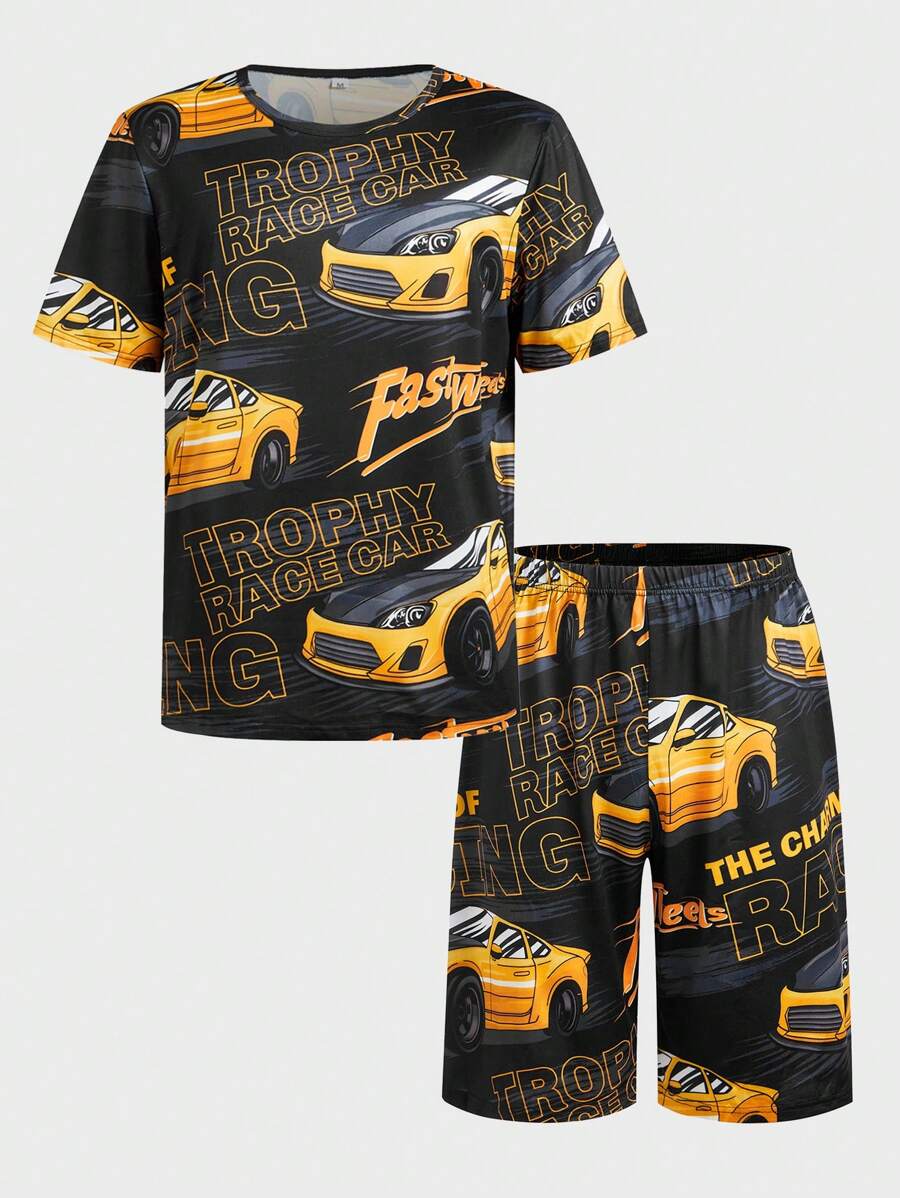 Fun Cartoon Playful Cute Mischievous Men Home Suits Set - Multicolor - View 1