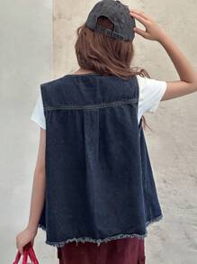 Dazy Kids Teens' Sleeveless Denim Jacket, Fall Wear - Blue - View 4