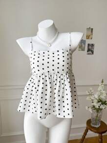 Comfortcana 女士白色编织圆点吊带背心 - 白色 - 查看 3