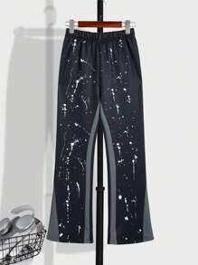 Pantalón de chándal de tejido de punto suelto, cómodo y versátil para uso cotidiano, con estampado de retazos, para adolescentes