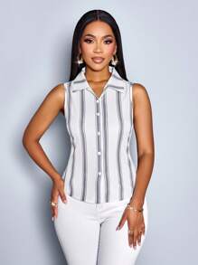 SOLERSUN Áo sơ mi xám cao cấp thanh lịch gợi cảm dành cho quý cô đi làm, không tay mùa hè dành cho phụ nữ tham dự lễ hội âm nhạc Raves, kỳ nghỉ, áo cánh đi biển công sở giản dị, kỳ nghỉ, phong cách Boho giản dị mùa thu, phong cách Old Money dành cho văn phòng - Xám - Xem 4