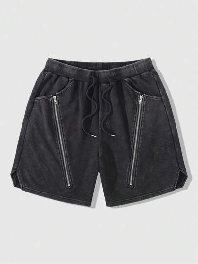 Prep Herren Shorts mit Metall-Reißverschluss in Loose Fit, ausgewaschen