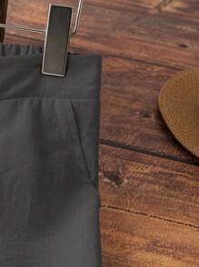 EMERY ROSE 亚麻裤，适合休闲、运动、日常穿着、夏季海滩度假 - 深灰色 - 查看 5